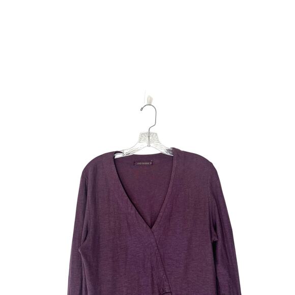 Cut Loose Top‎ Purple V-Neck 3/4 Sleeve Linen Cotton Jersey Tuck Front Medium - Picture 4 of 13